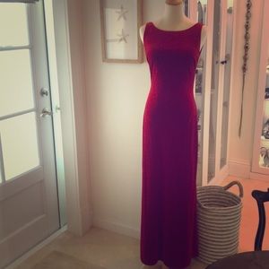 Cherry red long velvet gown with bling sparkles